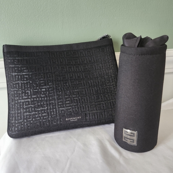Givenchy Handbags - Givenchy Black Embossed Logo Cosmetic Pouch Set
